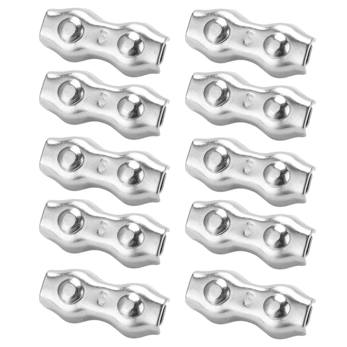 10 Pièces Serre-câble à étrier en acier 304 inoxydable M3 Double pince pour mécanisme industriel white