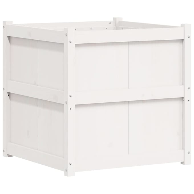 vidaXL - Plantenbak - 70x70x70 - cm - massief - grenenhout - wit