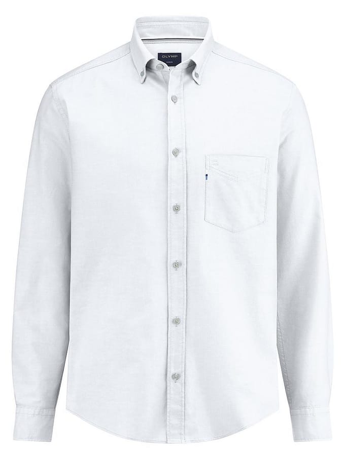 OLYMP Casual Overhemd, Regular Fit, Button-down, Wit