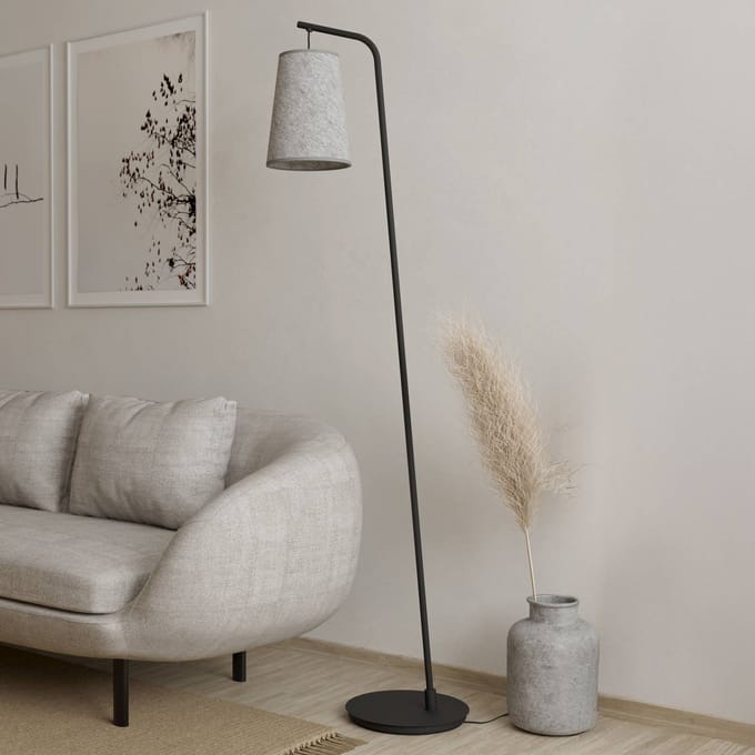 EGLO Alsager Vloerlamp - E27 - 170 cm - Zwart|Grijs - Vilt|Staal