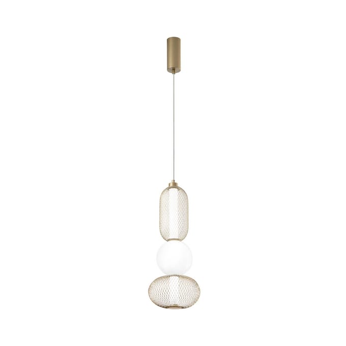 Luce Ambiente Design LED hanglamp INKAS, hoogte 53 cm, goudkleurig glas/metaal CCT
