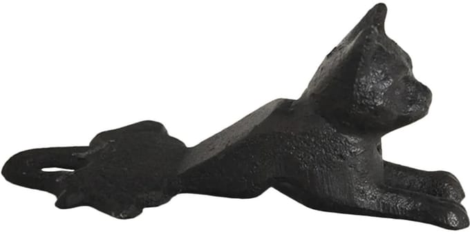 WiseGoods Premium Deurstopper Kat - Woonaccessoires Van Gietijzer - Deurstoppers - Deur Stopper - Wonen - Cadeau - 15.5CM - Zwart
