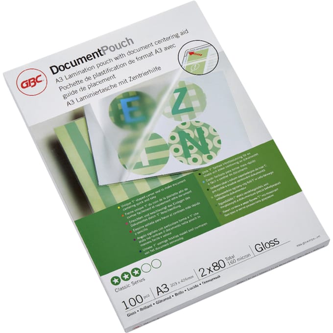 GBC Lamineerhoezen A3 - 160 micron (2 x 80 micron) - Pak van 100 Stuks - Transparant