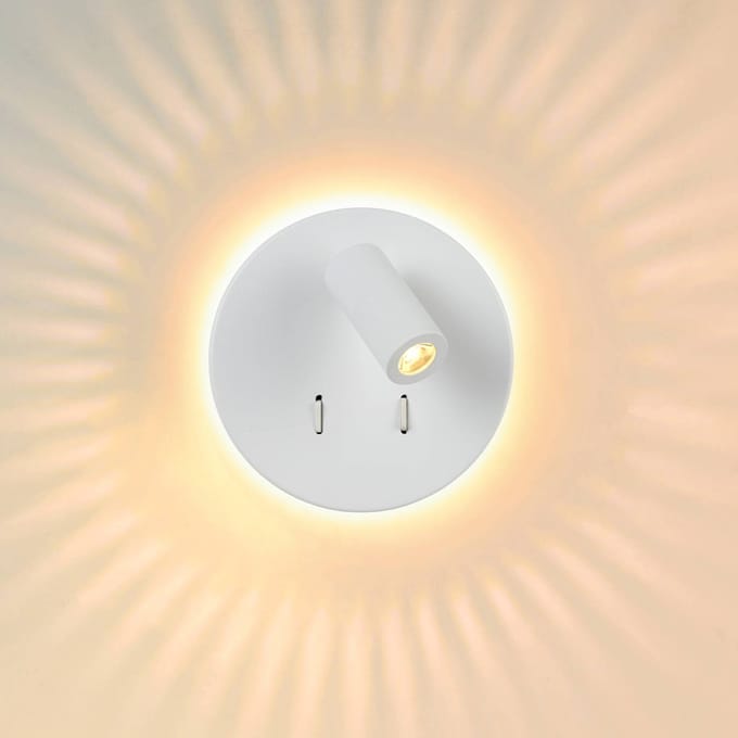 Lucide BENTJER - Bedlamp / Wandlamp - Ø 14 cm - LED - 3000K - Wit