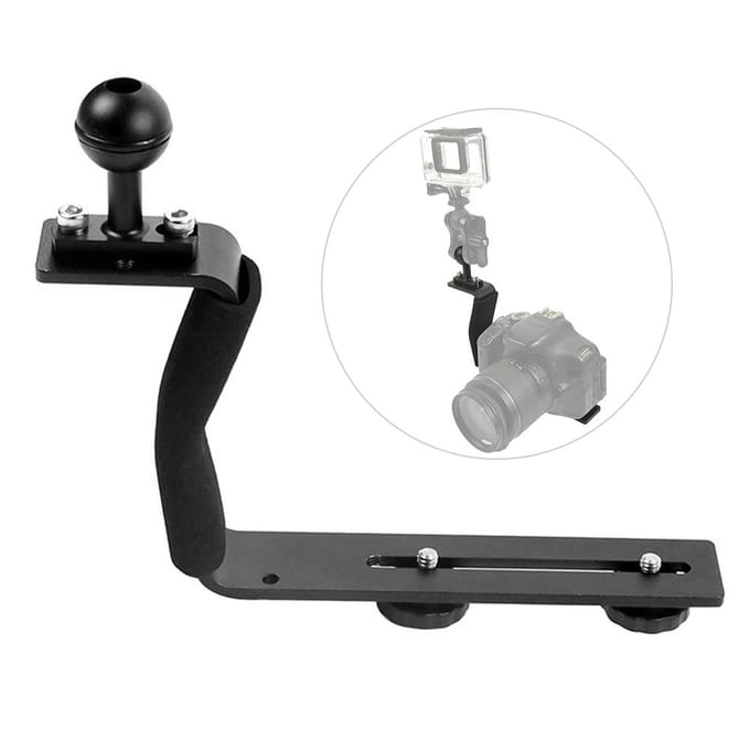 Poignée de plateau de plongée en alliage d'aluminium, support de caméra sous-marine, plate-forme de photographie, support de plaque avec boule noir