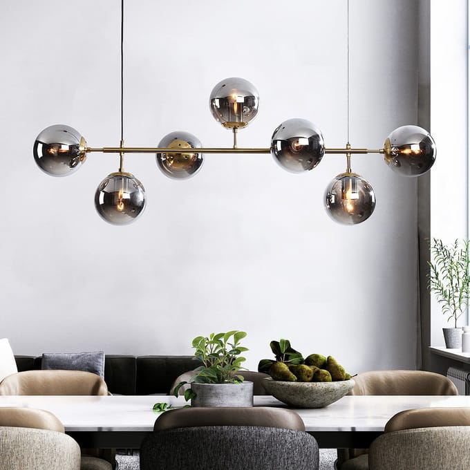 LumenXL - Design hanglamp Hepta - smoke glazen bollen