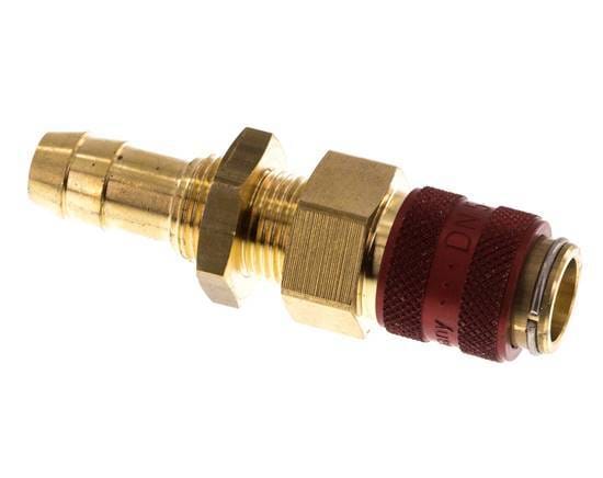 Messing DN 5 Rood Luchtkoppeling Snelkoppeling 9 mm Slangpilaar Schotkoppeling Double Shut-Off