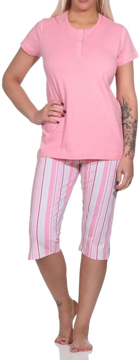 Elegante damescapripyjama, pyjama met knoopsluiting en ¾ capribroek