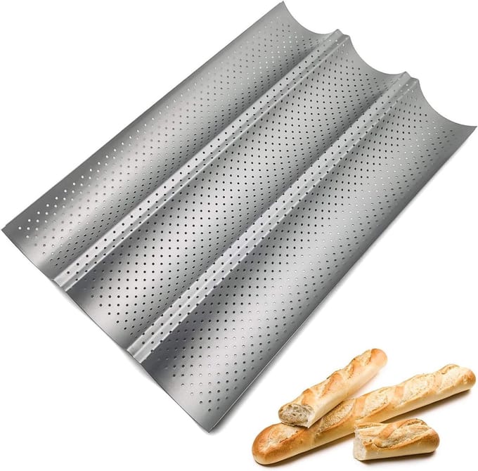 Baguette Bakplaat voor 3 Stuks - Antiaanbaklaag - 38 x 24,5 cm
