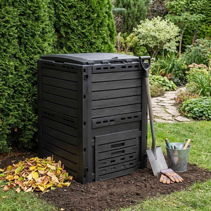 vidaXL - Tuincomposter - Zwart - 59,5 - x - 60 - x - 81,5 - cm - 280 - l - 100% - PP
