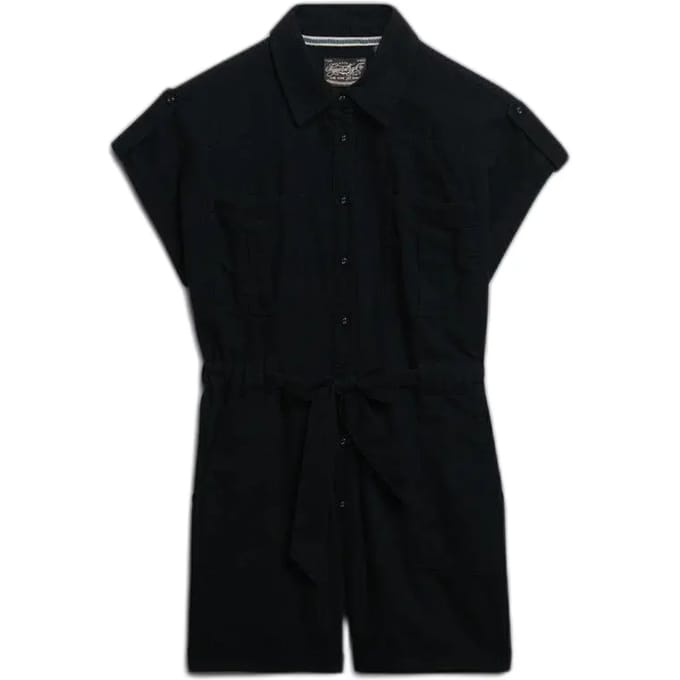Superdry Belted Utility Playsuit Korte Mouw Romper Zwart S Vrouw