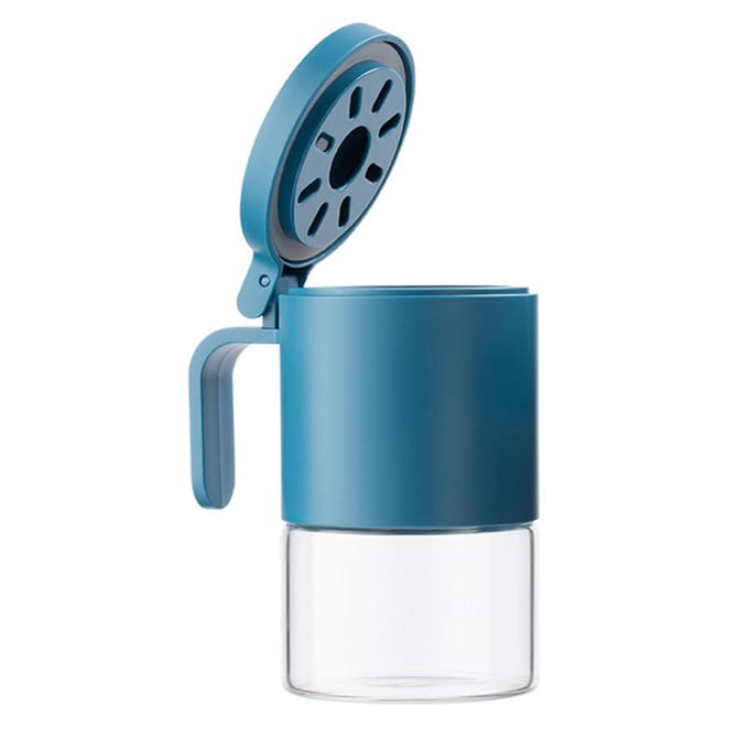 Kruidenfles met klepdeksel PP-glas Kruidencontainer Kruidenopslagpot met lepels voor zout gray