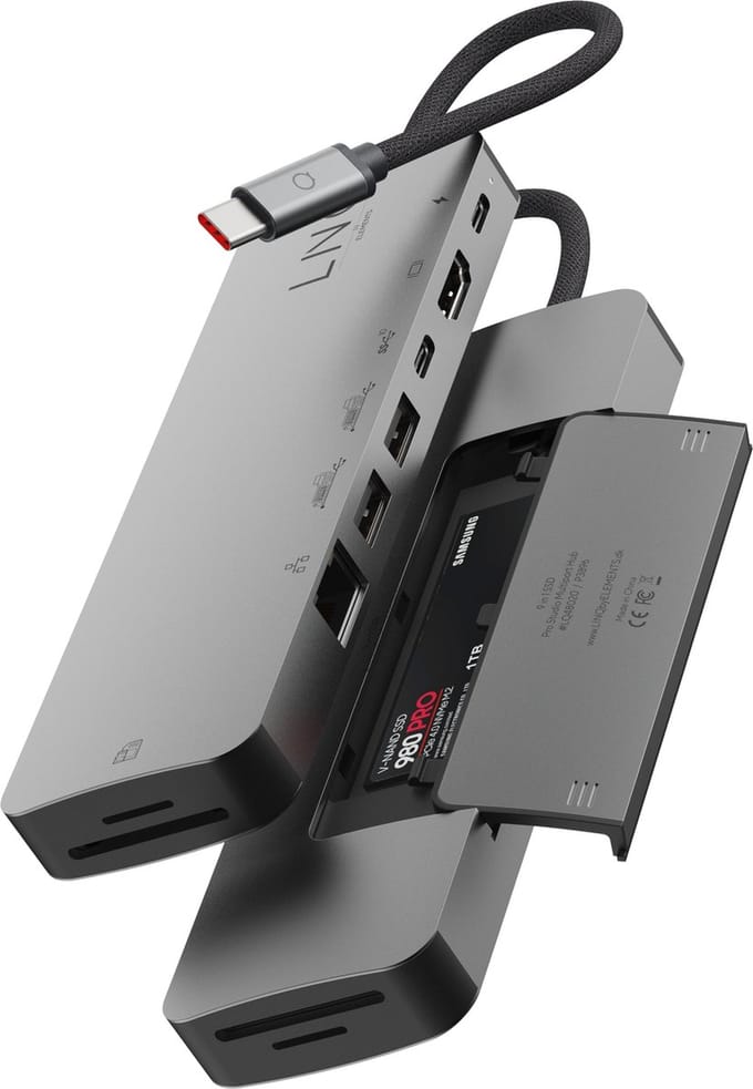 LINQ Connects 9-in-1 SSD Pro USB-C Multiport Hub – Geschikt voor Laptops en Tablets | Geavanceerde Hub met SSD-ondersteuning