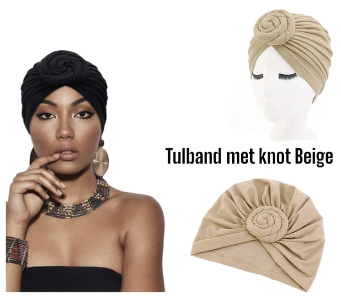 Cabantis Tulband met Knot - Hoofddeksel - Islamitisch - Tulband - Muts - Cabantis - Beige