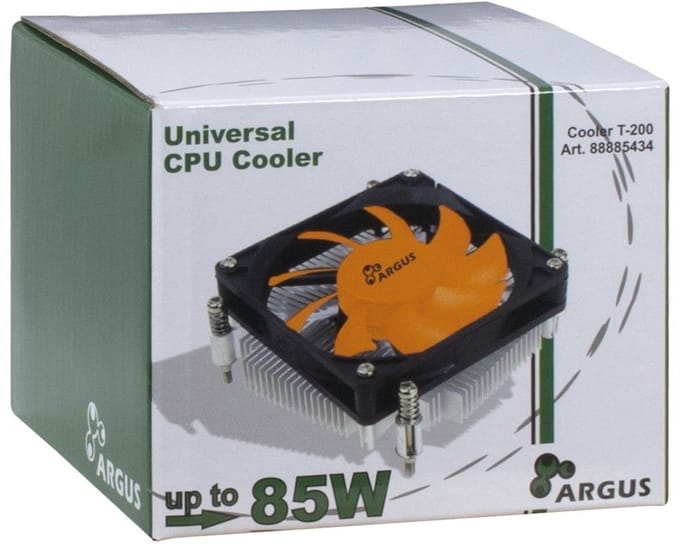 Inter-Tech Argus T-200 Processor Koeler 8 cm Zwart, Oranje
