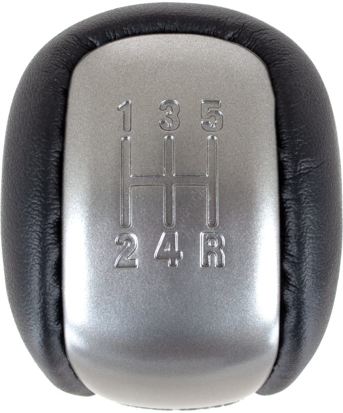 M MODECAR - Versnellingspookknop - Zwart Leder - Silver - 5 Versnellingen