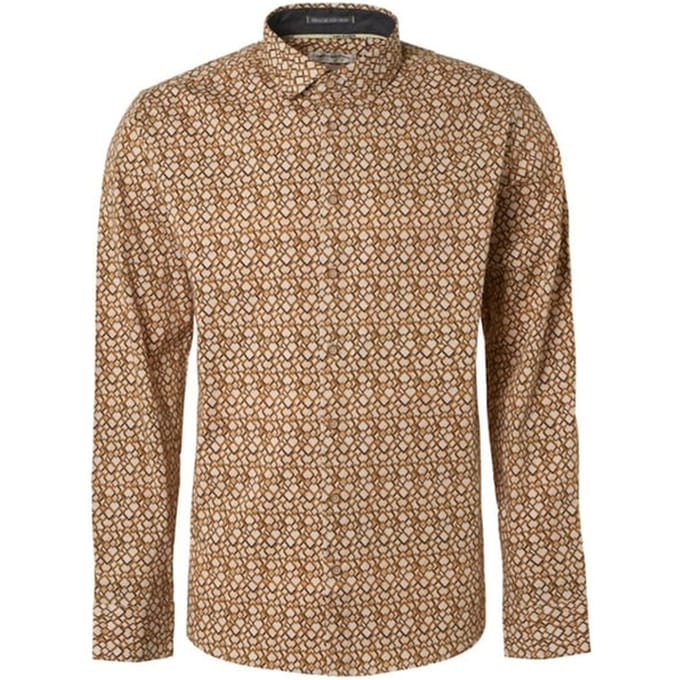 No Excess Shirt Stretch Allover Printed Olive Größe: S | Casual hemden Outlet | Herren | Grün