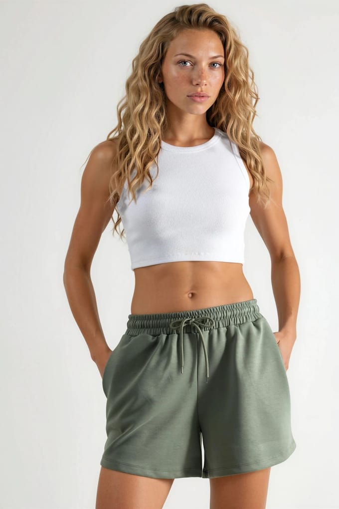 Elastische Taille Modal Korte Broek met Zakken