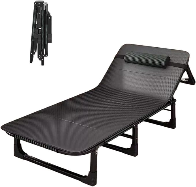 Vouwbaar Bed - Gastenbed Opklapbaar - Extra Slaapplek Creëren - Verstelbare Rugleuning - 75 cm Breed - Zwart