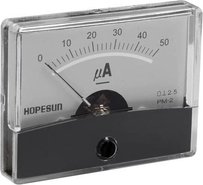 Analoge Paneelmeter Voor Dc Stroommetingen 50µa Dc / 60 X 47Mm
