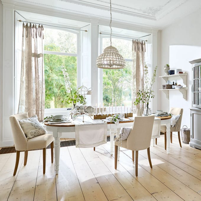 LOBERON Eettafel Pinecrest wit/bruin