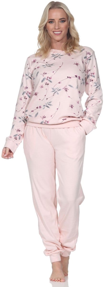 Normann damespyjama met lange interlock met manchetten in elegante look - ook in oversize