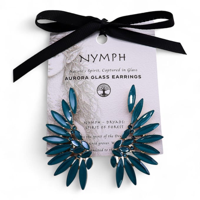 Turquoisegroen - Vintage glas - Engelenvleugels - Oorbellen