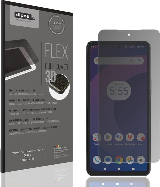 dipos FLEX – Matte Privacy Screenprotector geschikt voor Orbic Trophy 5G | Volledige Schermbescherming | Case-Friendly