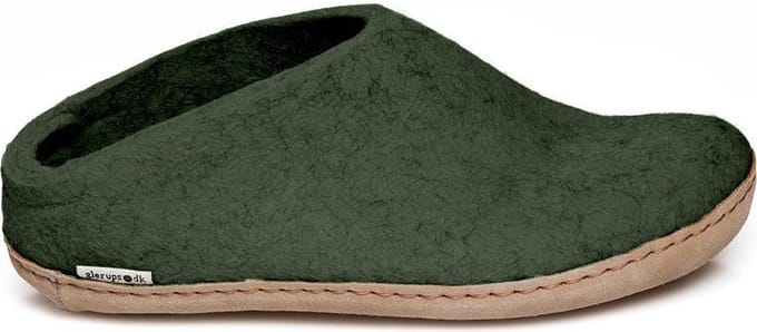 Glerups Slipper met leren zool-Groen-44