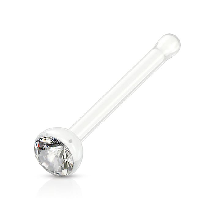 Neus piercing acryl steen wit 0.8x6x2 - LMPiercings