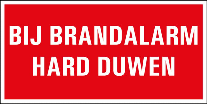Bij brandalarm hard duwen sticker 100 x 50 mm