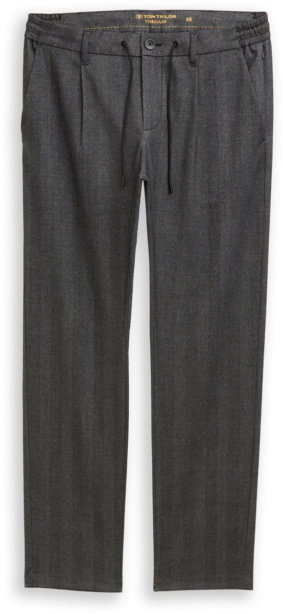 Tom Tailor - TTREGULAR chino broek - Maat 58 - dark grey herringbone stripe