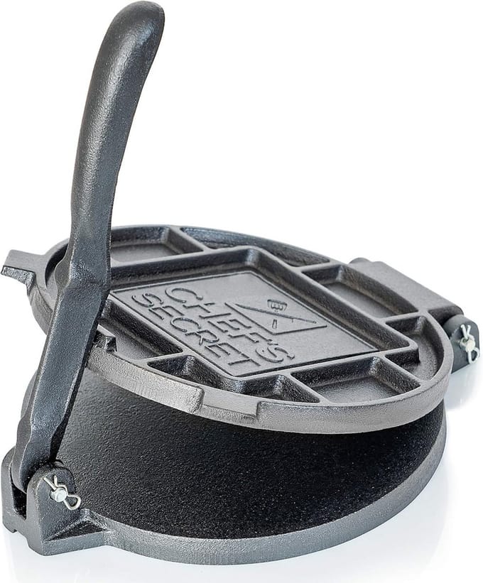 Gietijzeren Tortillapers 20 cm - Voor Traditionele Maïs Tortilla's