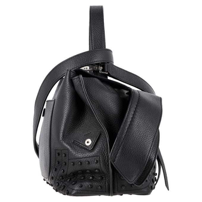 Tod's Wave Handtas met Top Handvat in Zwart Leer