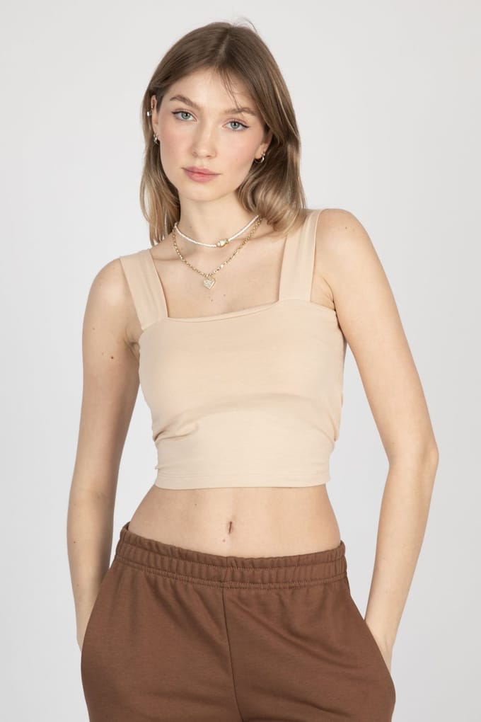 Vierkante Hals Basic Crop Top