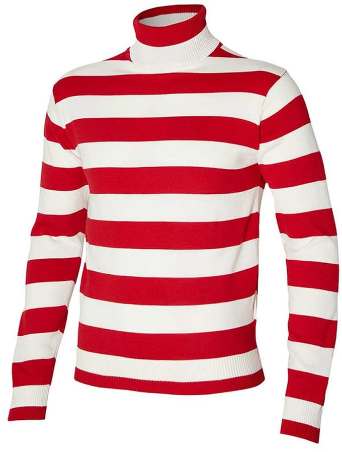 Apollo Carnaval verkleed trui Brabant - coltrui - rood/wit gestreept - dames / heren - turtleneck M