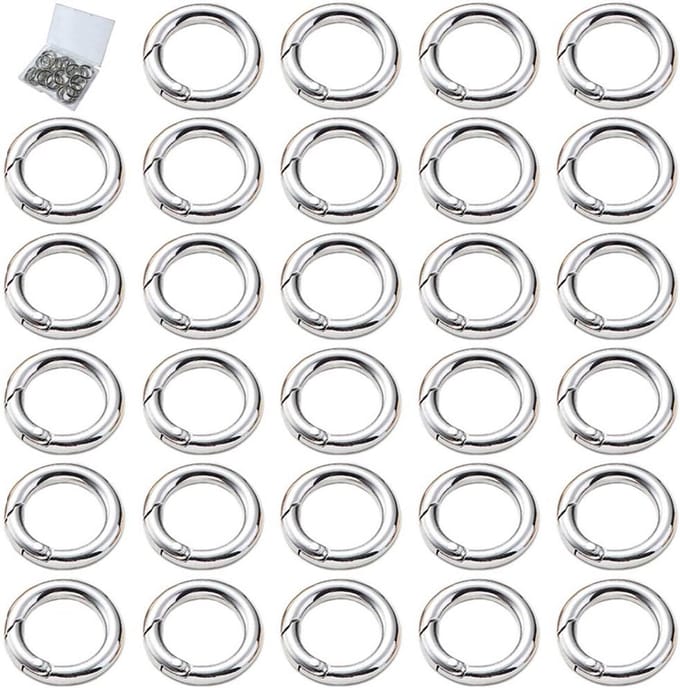 30 stuks veerring ronde karabijnhaak snap clips zilver