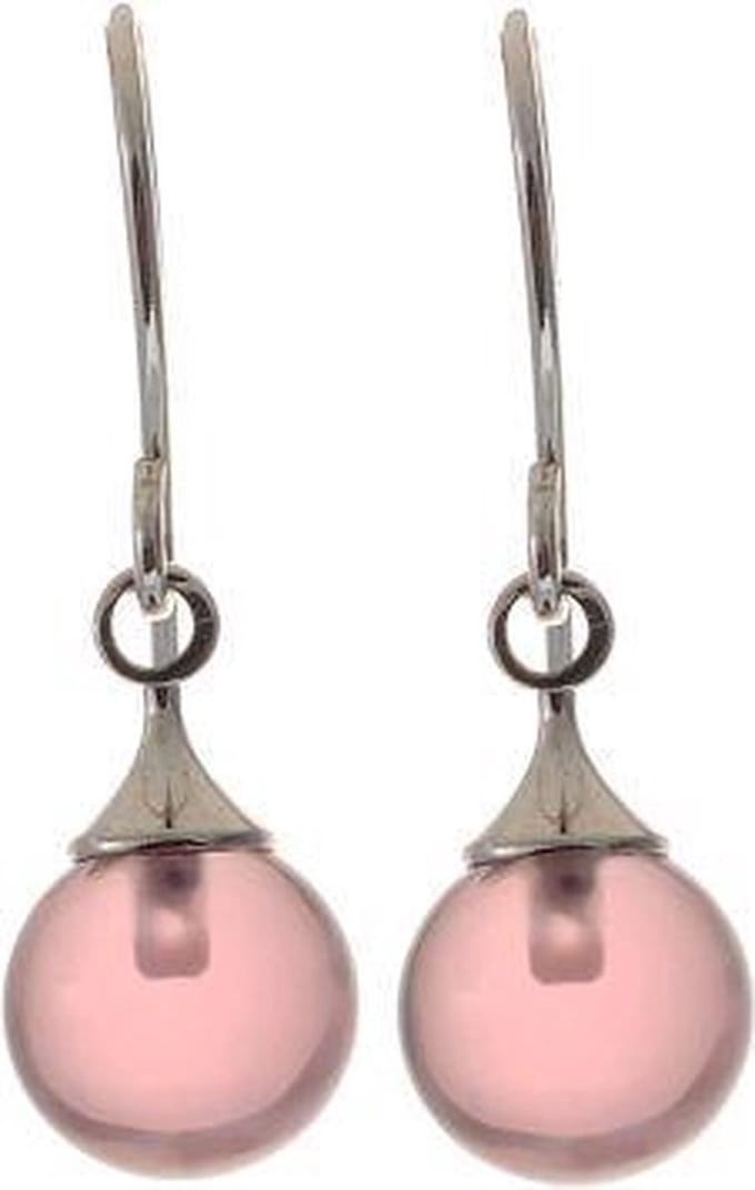 Behave - Oorhanger met roze kraal - romantische stijl - 2,5 cm
