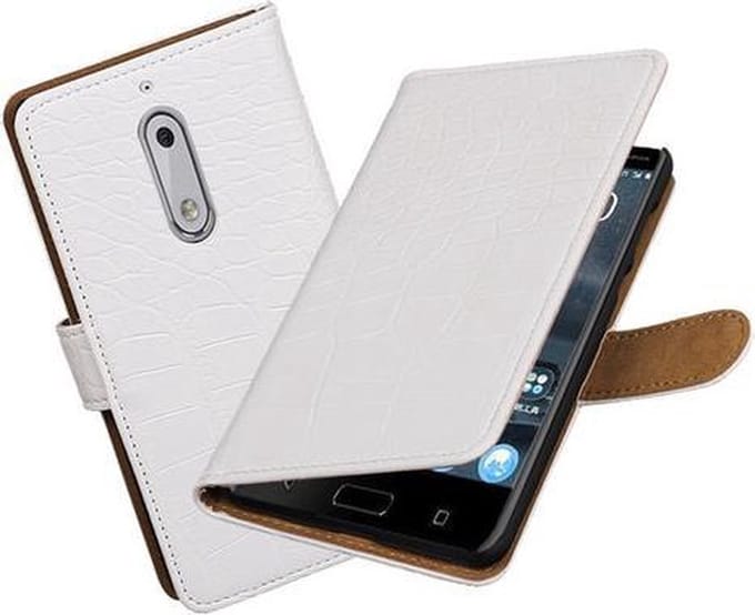 BestCases.nl Nokia 5 Krokodil booktype hoesje Wit