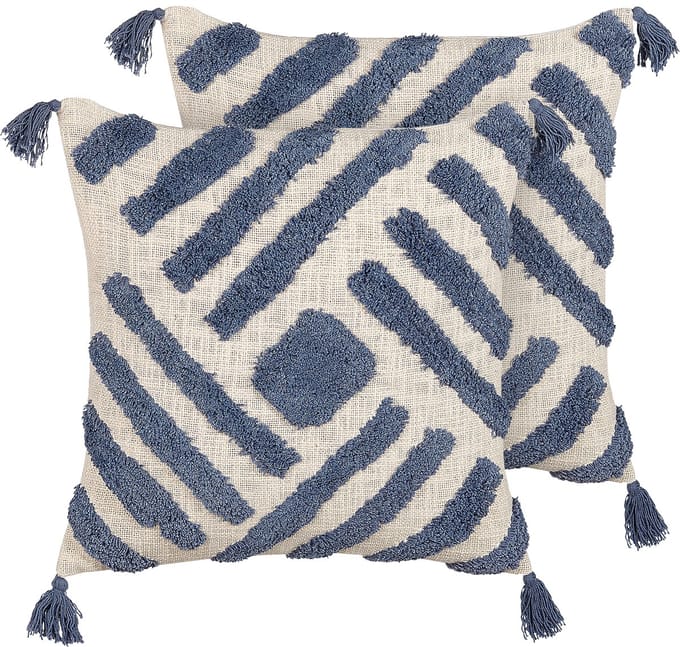JACARANDA - Sierkussen set van 2 - Lichtbeige - 45 x 45 cm - Katoen