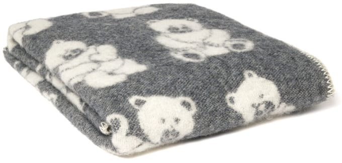 WOOOL Wollen Babydeken - Little BEAR (Grijs) - 130x90 - Ledikant