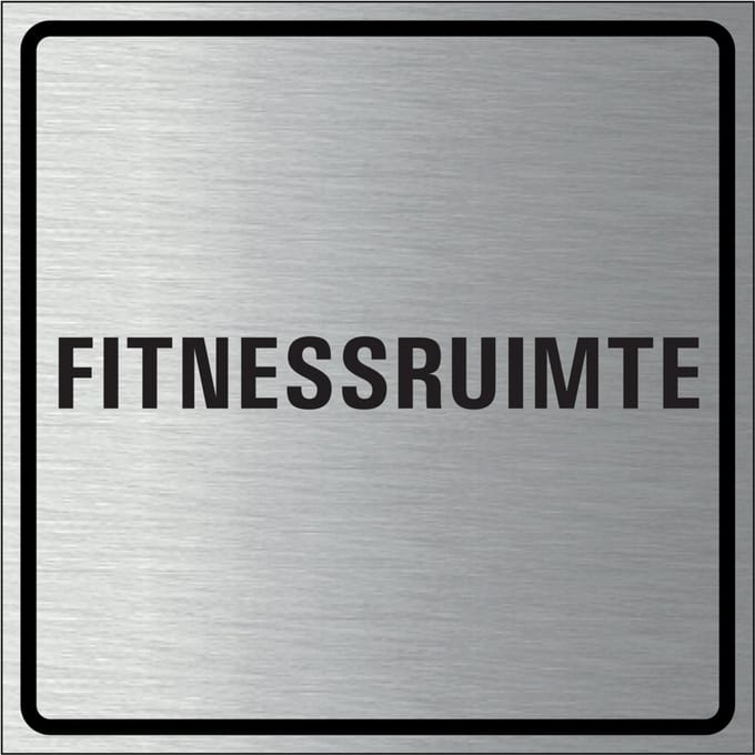 Fitnessruimte bordje, geborsteld aluminium 100 x 100 mm