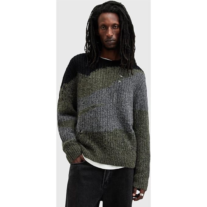 AllSaints Sur Crew Green/black Maat: XL | Sweaters Outlet | Heren | Zwart