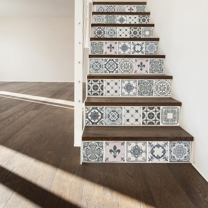 Walplus Azulejo - Muursticker/Trapsticker - Blauw - 15x15 cm - 24 stuks