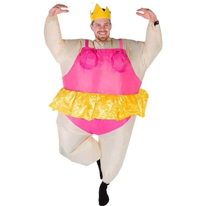 Dansende man in balletkostuum, opblaaskostuum 150-190cm16.28 rozerode kleur