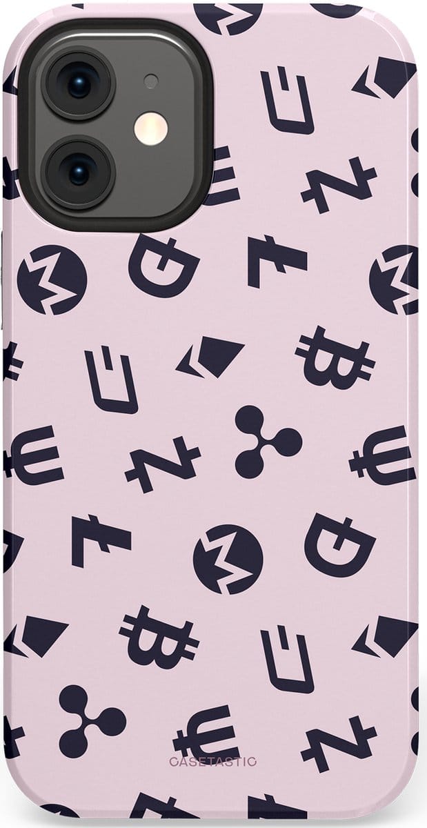 Casetastic Hoesje Geschikt voor Apple iPhone 12 Mini - Stijlvolle Beschermende Duo-layer Case - Crypto flow