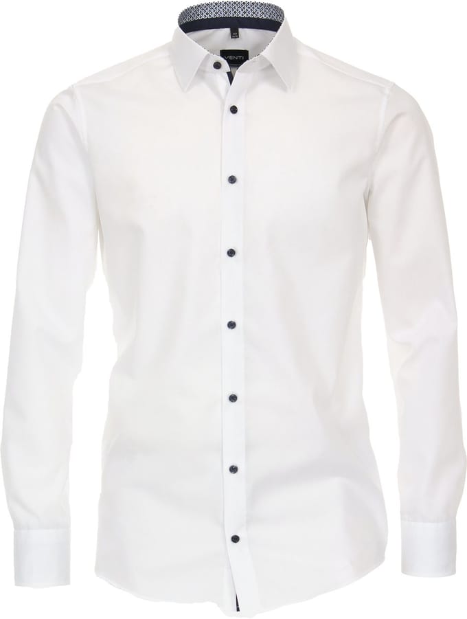 VENTI modern fit overhemd - popeline - wit - Strijkvriendelijk - Boordmaat: 37
