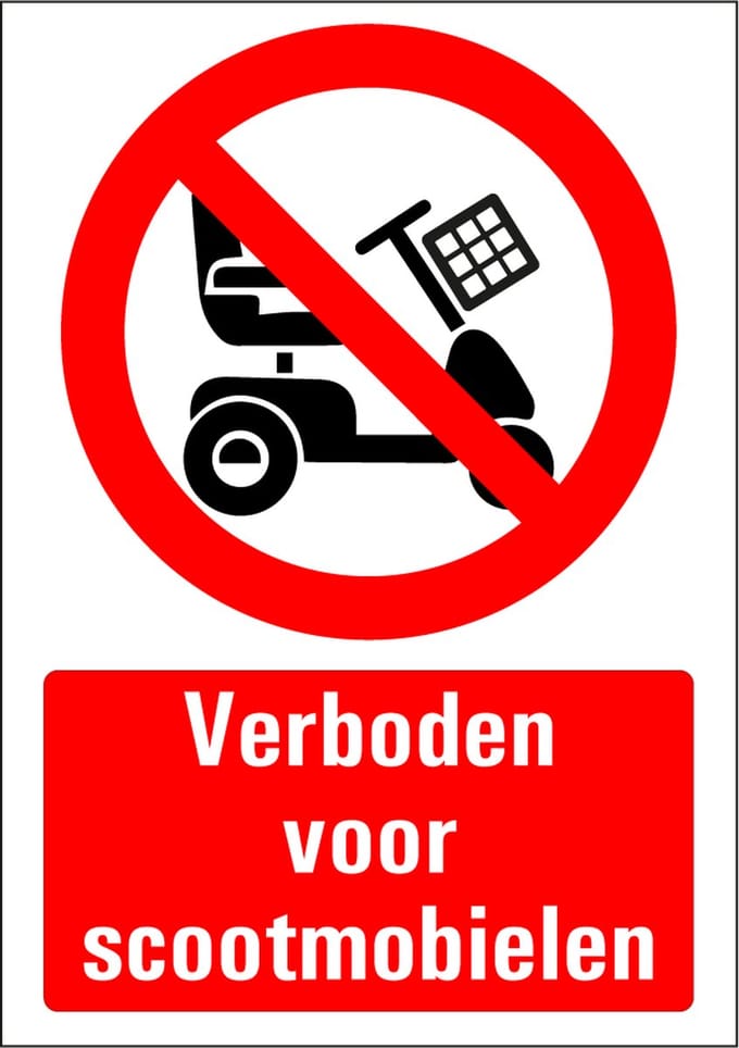Verboden voor scootmobielen sticker 297 x 420 mm