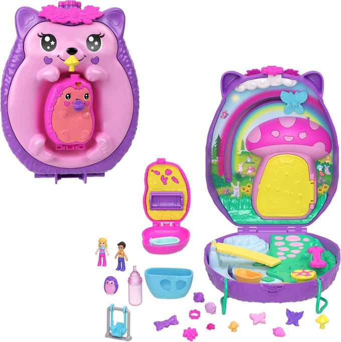 Polly Pocket Wearable Hedgehog Mom & Baby Compact