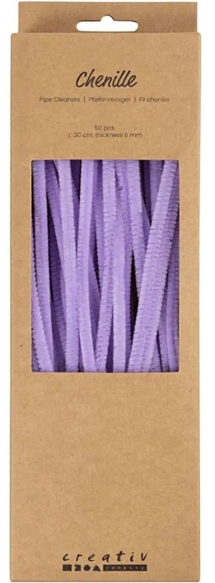 Creativ Company chenilledraad paars knutselmateriaal 50 stuks 6mm x 30cm.